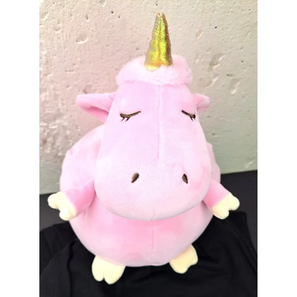 Miniso Hippo Unicorn Plush Pink Horn Kawaii Hippocorn Chunky Round New 10.5 Inch - Picture 2 of 11